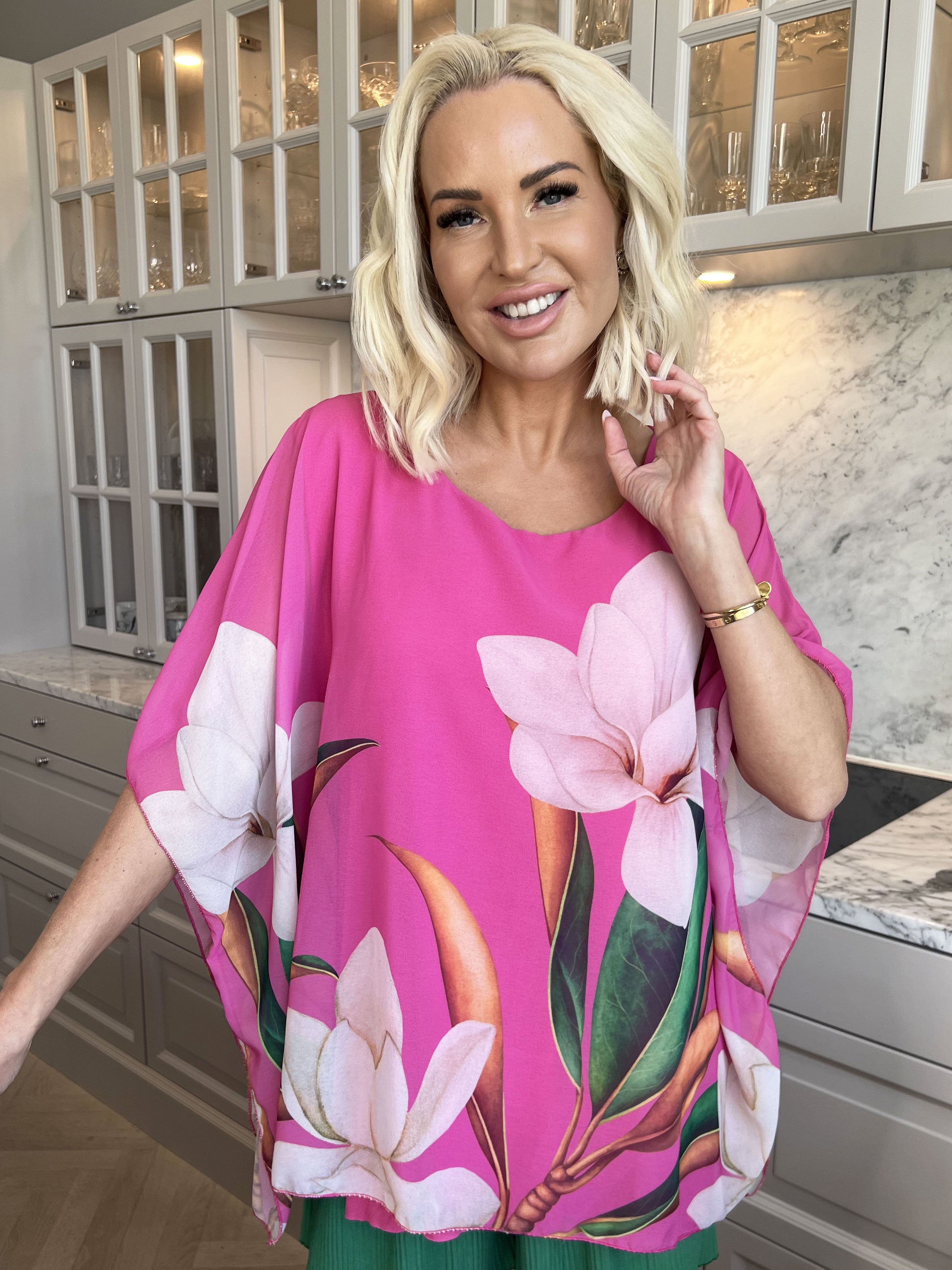 Mian - Farverig tunika med chiffonlag